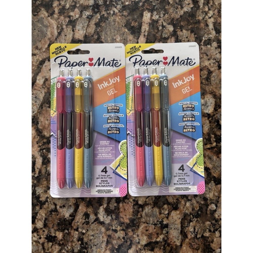 Paper Mate InkJoy Gel Pens Retro Accents Colors Medium 0.7mm Point 4 Count( 2pk)